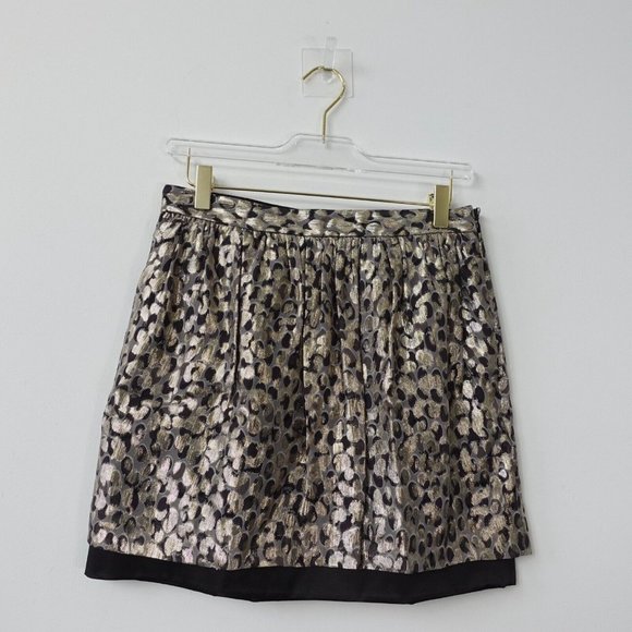 Club Monaco Skirt 2 Mini Gold Metallic XS Sparkle Bling Brocade Casual Party - Picture 6 of 7